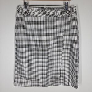 NWT H&M Houndstooth Pencil Skirt Faux Wrap 10 Academia Preppy Collegiate Career